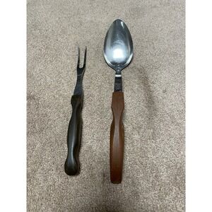 Vintage Cutco serving Spoon No. 12 Carving Fork Set Brown‎ Swirl No. 1026